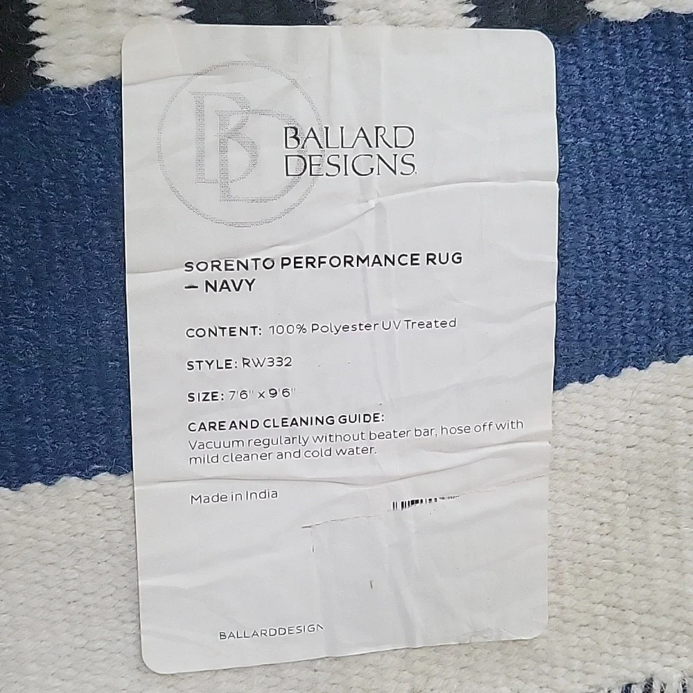 1 Ballard Designs Sorento Performance Rug Blue and White  199 - Picture 4 of 5